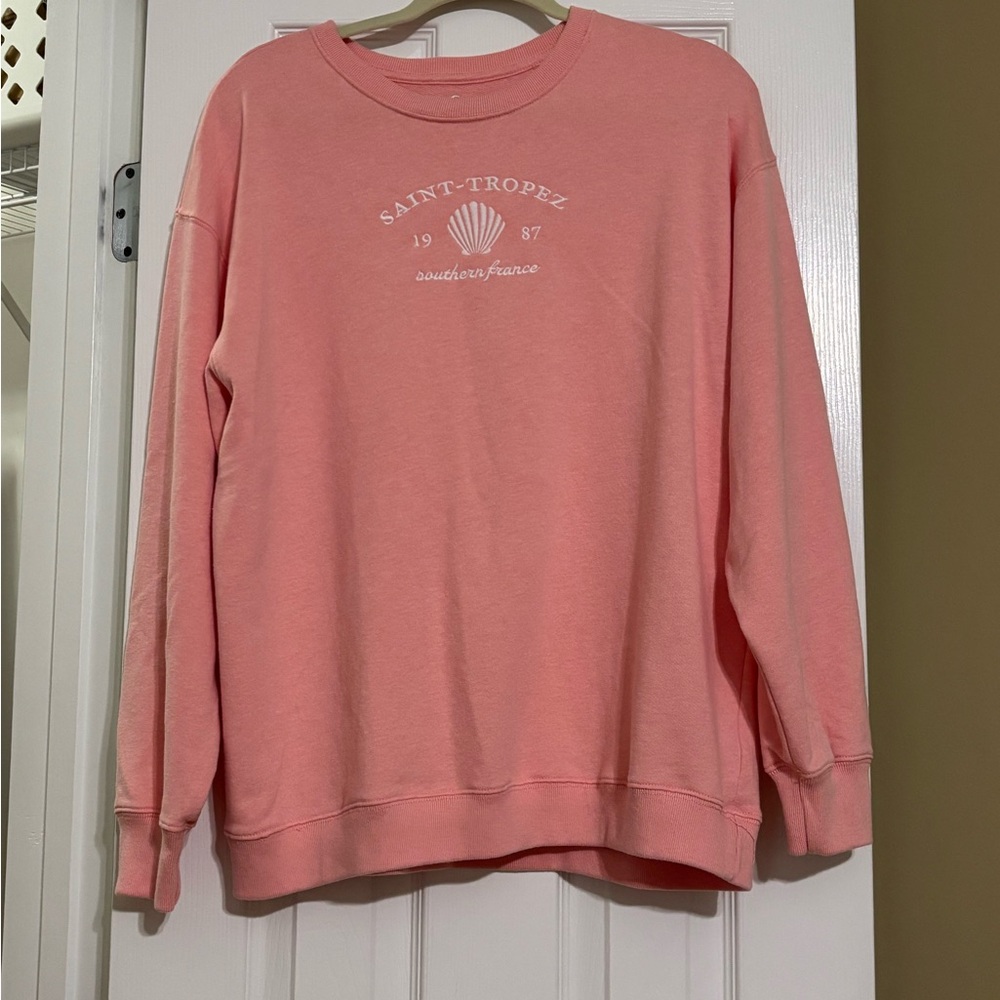 Hollister Peachy Pink Crewneck Sweatshirt with White shell Logo